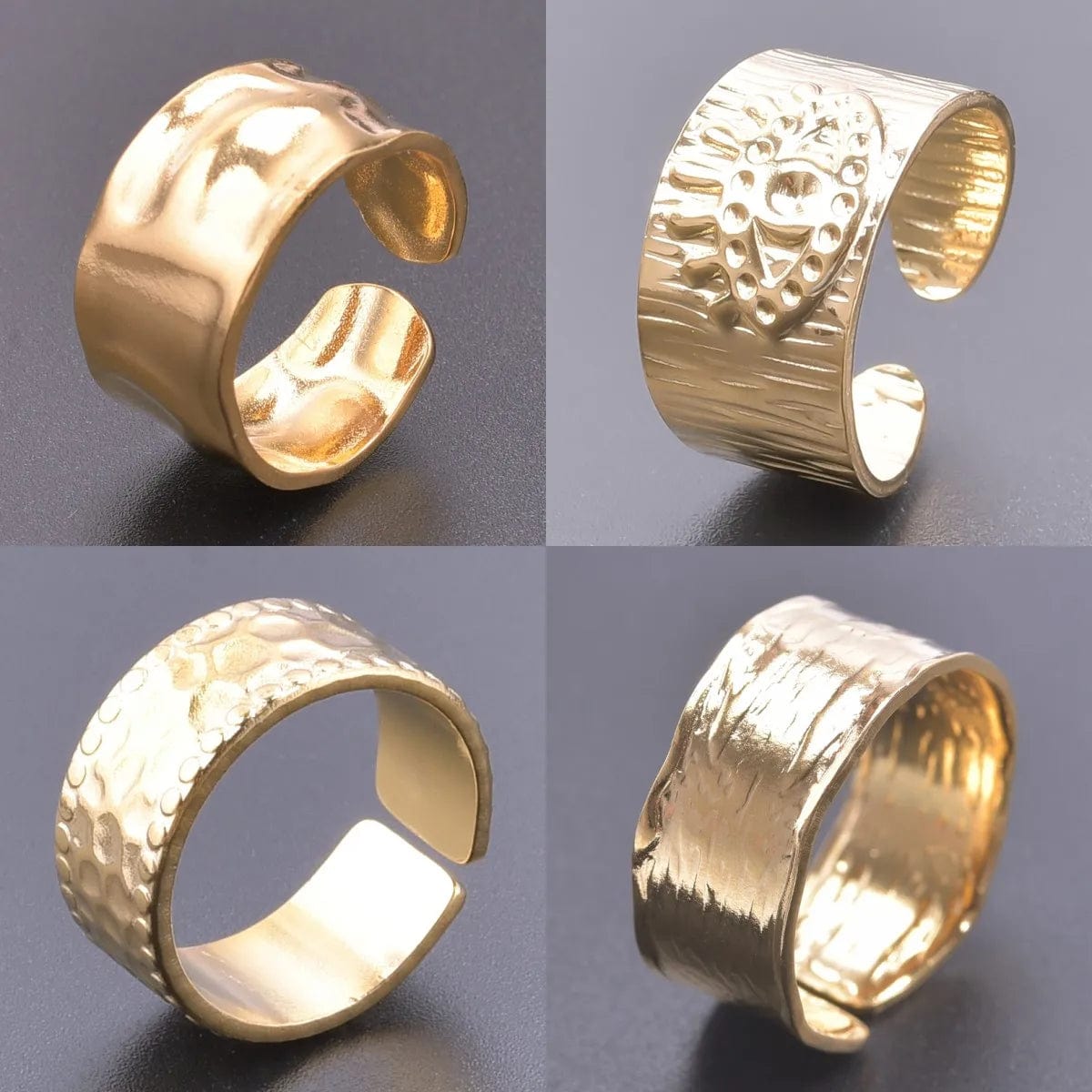 4pcs New Fashion Minimalism Wide Rings for Women Men Stainless Steel Punk Opening Finger Ring Jewelry Party Birthday Friend Gift - SHOWLU FASHION STORE