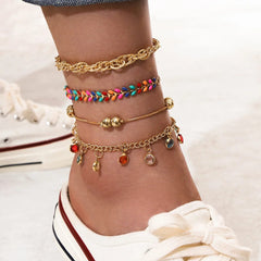 4pc/set Bohemia Shell Chain Anklet Sets For Women Sequins Ankle Bracelet On Leg Foot Trendy Summer Beach Jewelry Gift - SHOWLU FASHION STORE