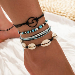 4pc/set Bohemia Shell Chain Anklet Sets For Women Sequins Ankle Bracelet On Leg Foot Trendy Summer Beach Jewelry Gift - SHOWLU FASHION STORE