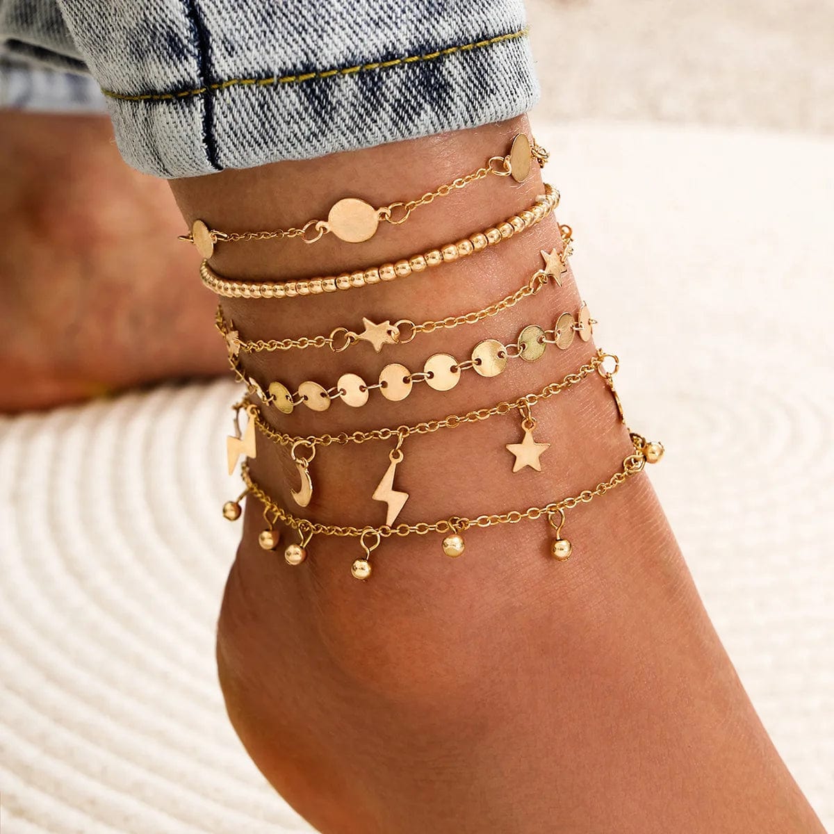 4pc/set Bohemia Shell Chain Anklet Sets For Women Sequins Ankle Bracelet On Leg Foot Trendy Summer Beach Jewelry Gift - SHOWLU FASHION STORE
