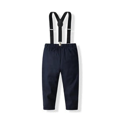 4Piece Spring Toddler Clothes Boy Fashion Gentleman Suit Long Sleeve Cotton Baby Tops+Pants+Straps+Tie Kids Clothing Set BC1850 - SHOWLU FASHION STORE