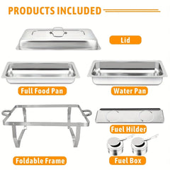 5 Packs 8QT Full Size Chafing Dish Buffet Set, Rectangular Stainless Steel Food Warmer Sets With Lids, Food Pans, Water Pan And Fuel Holders For Restaurant Catering Parties Weddings - SHOWLU FASHION STORE