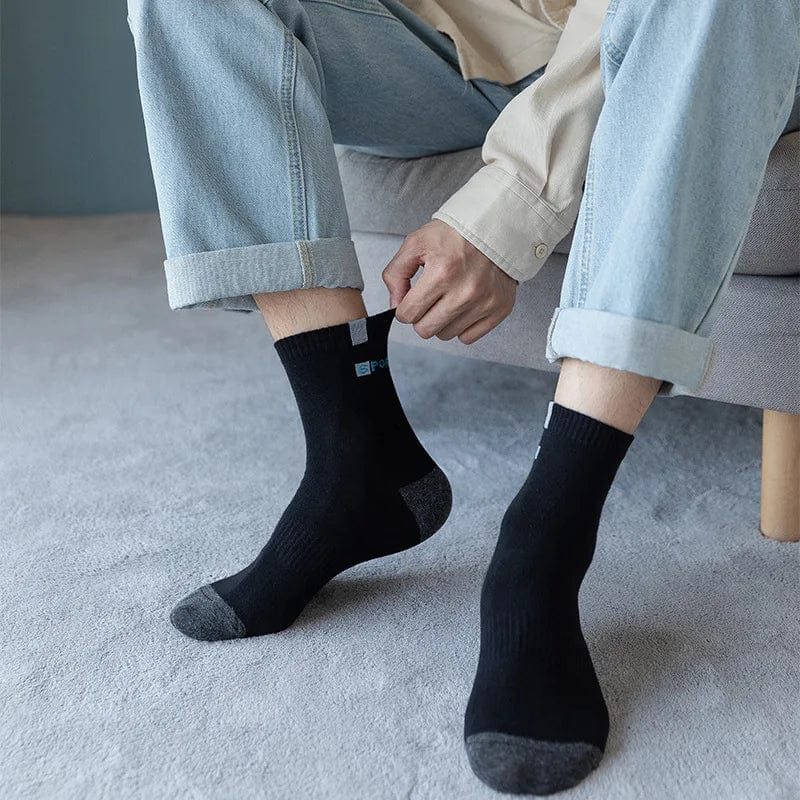 5 Pairs Men Bamboo Fiber Autumn Winter Men Socks Breathable Cotton Sports Sock Breathable Deodorant Business Socks Size 37 - 43 - SHOWLU FASHION STORE
