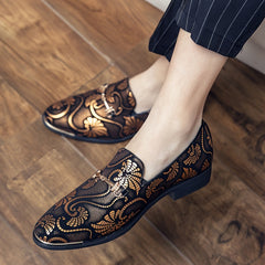 Men'S Fashion Slip-On Loafers, Casual Korean British Style, All-Season Versatile Business Faux Shoes, Trendy Pointed Toe, Breathable Rubber Sole, Casual Outdoor Hiking Footwear, 46 Size SHOWLU FASHION STORE