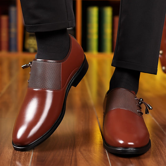 [Durable Build] Men's Fashion Business Casual Loafers - Slip-On, Rubber Sole,, Breathable Mesh Detailing, Rounded Toe, All-Season Comfort, Brown SHOWLU FASHION STORE