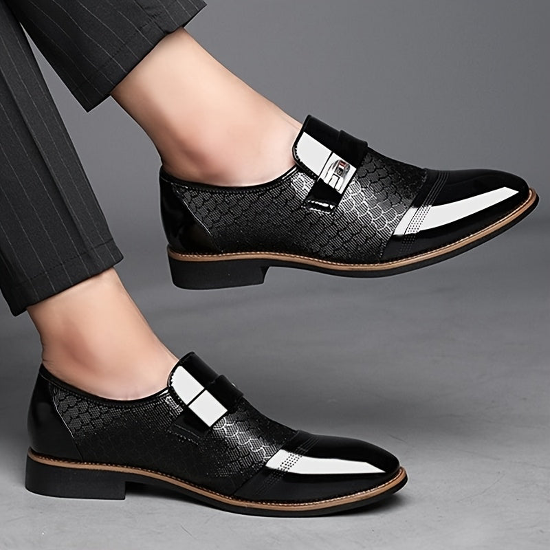 Exquisite Embossed Men's Business Shoes - Luxurious Comfort, Pointed Toe, Slip-On Design, Lug Sole, Perfect for Party, Wedding, Office, and Formal Events - Durable, Breathable, and Stylish Dress Shoes SHOWLU FASHION STORE