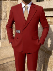Men's 2pcs Suit Metal Belted Formal Event Party Groomsman Wedding Suit Casual Business Working suit SHOWLU FASHION STORE