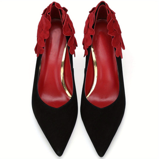 TDD Floral High Heels for Women Stiletto Pointed Toe Pumps Closed Toe Dressy Comfortable Sexy Elegantes Faux Wedding Slip On Formal Prom Sparkly 3 Inch Shoes