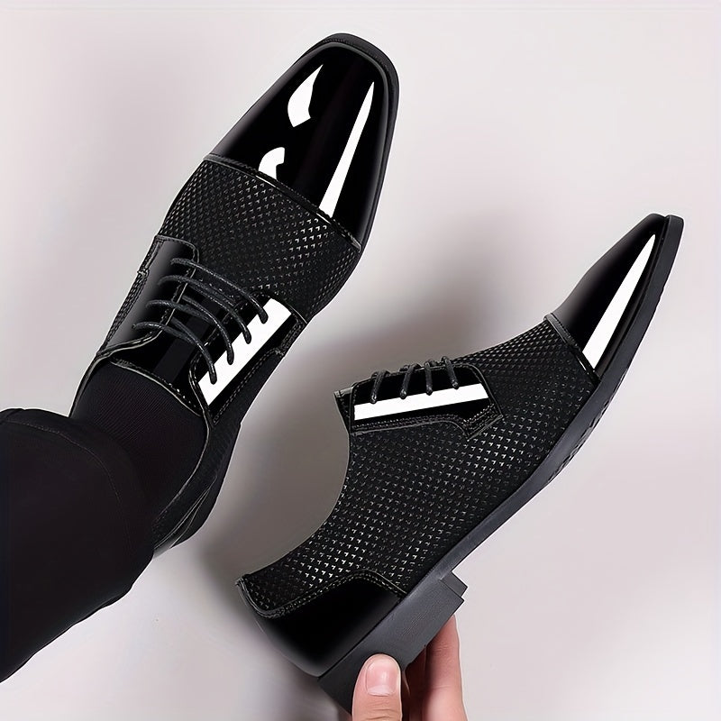 [Stylish Oxford Shoes] Comfortable Men's Black & White Oxford Dress Shoes - Business Casual Lace-Up Loafers with Rubber Sole, PU Upper & Inner Lining SHOWLU FASHION STORE