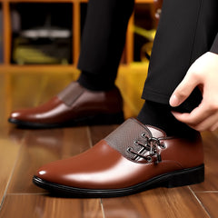 [Durable Build] Men's Fashion Business Casual Loafers - Slip-On, Rubber Sole,, Breathable Mesh Detailing, Rounded Toe, All-Season Comfort, Brown SHOWLU FASHION STORE