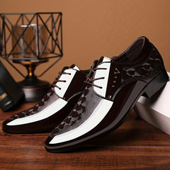 [Classic British Oxfords] Classic British Style Men's Oxfords - Solid Color Low Top Lace-Up with Pointed Toe, Faux Upper & Inner, Rubber Sole for Daily Wear, Wedding, Spring Season, Daily Wear Shoes SHOWLU FASHION STORE