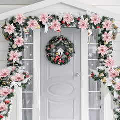 5pcs Glitter Pink Christmas Flowers Xmas Tree 14cm Artifical Flower Ornaments 2023 Merry Christmas Decoration For Home New Year - SHOWLU FASHION STORE