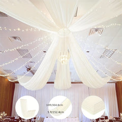 6 Pieces 5ftx10ft Ivory Ceiling Drapes Wedding Arch Draping Fabric Chiffon Wedding Drapes Curtain Decorations with Rod Pocket - SHOWLU FASHION STORE