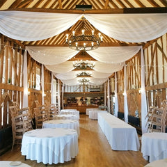 6 Pieces 5ftx10ft Ivory Ceiling Drapes Wedding Arch Draping Fabric Chiffon Wedding Drapes Curtain Decorations with Rod Pocket - SHOWLU FASHION STORE