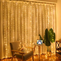 600/300 LED Window Curtain String Light Wedding Party Home Garden Bedroom Outdoor Indoor Wall Decorations - SHOWLU FASHION STORE