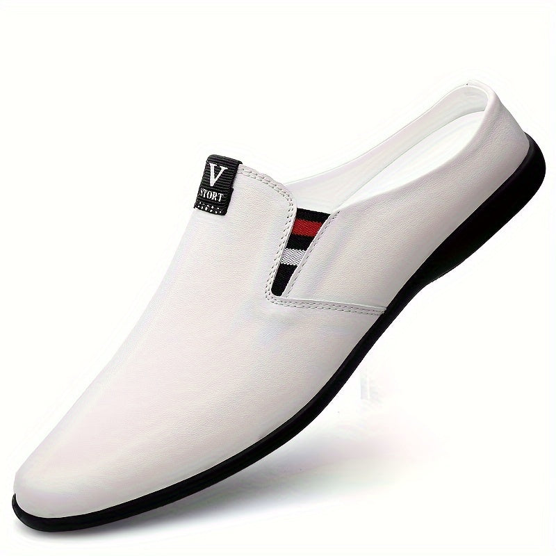 Men's Summer Slip-On Mules - Breathable Split Leather Upper, Non-Slip Rubber Sole, Comfortable PU Inner Lining, Round Toe Design, Casual Style for Casual Attire, Mule Shoes SHOWLU FASHION STORE