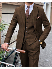 Men's 3pcs Wedding Suit Color Block Notch Label Slim Fit Formal Wedding Party Event Western Dress Suit 34S 36S 38S 40R 42R 44R 12.15gal