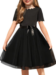 Girls Dress Party Flower Girls' Dress Tutu Fluffy Summer Dresses Belted Wedding Size 3-11 Years