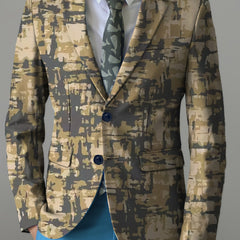 [Four-Season Party Blazer] Four-Season Regular Fit Men's Party Blazer - Stripes Print/Animal Print Notched Lapel, Fashion Suit Top With Button Details SHOWLU FASHION STORE