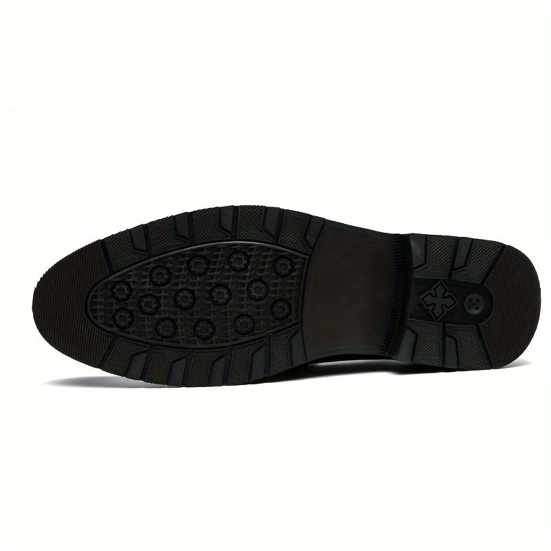 Plus Size Comfy Men's Plaid Slip On Loafer Shoes, Elegant Non Slip Durable Dress Business Footwear SHOWLU FASHION STORE