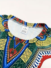 White Short - Sleeve Set, Colorful Ethnic - Style Patterns For Unique Exotic Style