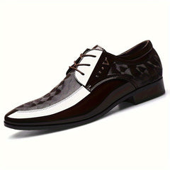 [Classic British Oxfords] Classic British Style Men's Oxfords - Solid Color Low Top Lace-Up with Pointed Toe, Faux Upper & Inner, Rubber Sole for Daily Wear, Wedding, Spring Season, Daily Wear Shoes SHOWLU FASHION STORE
