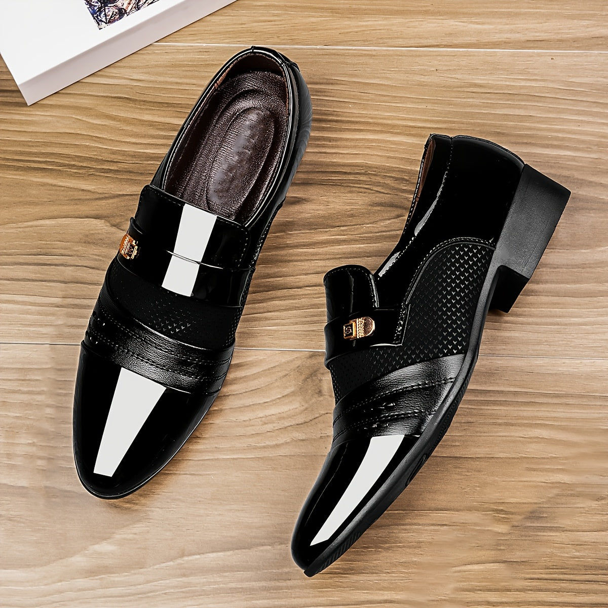 All-Season Solid Striped Plaid Pattern Men's Fashion Dress Shoes - Low Top Slip-On Loafers with Rubber Sole, Microfiber Insole, Synthetic Lining - Business Style for Party, Wedding, England Events SHOWLU FASHION STORE