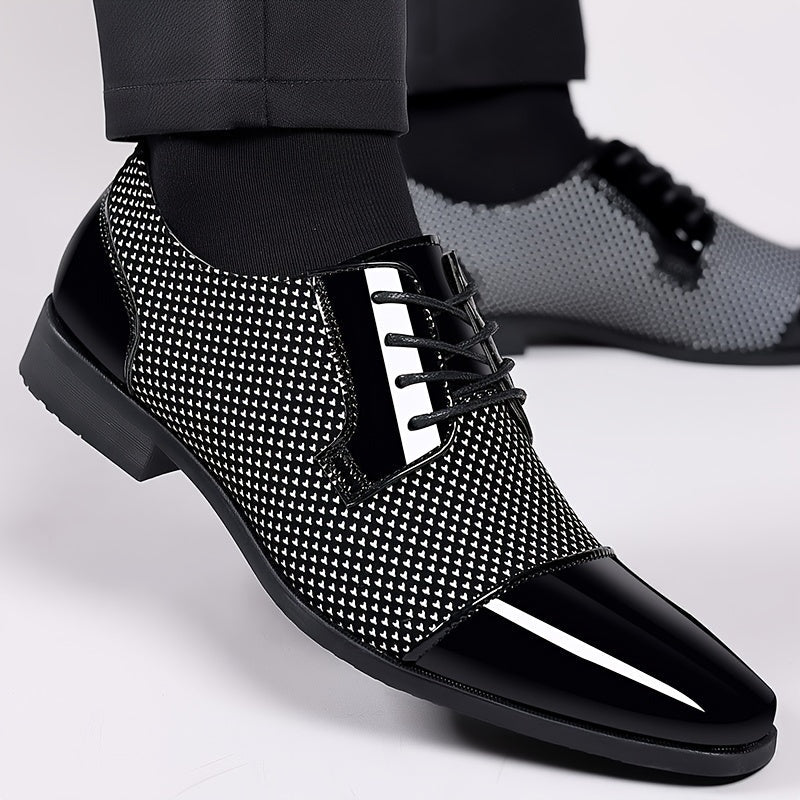 [Stylish Oxford Shoes] Comfortable Men's Black & White Oxford Dress Shoes - Business Casual Lace-Up Loafers with Rubber Sole, PU Upper & Inner Lining SHOWLU FASHION STORE