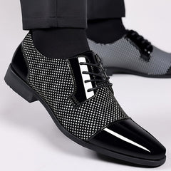 [Stylish Oxford Shoes] Comfortable Men's Black & White Oxford Dress Shoes - Business Casual Lace-Up Loafers with Rubber Sole, PU Upper & Inner Lining SHOWLU FASHION STORE