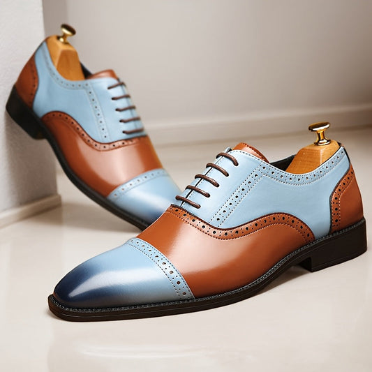 Business Men'S Plus Size Color Blocked Fashionable Casual Shoes, Comfortable, Wear-resistant And Non Slip Rubber Sole, Suitable For Office, Party And Street Wear 30820 SHOWLU FASHION STORE