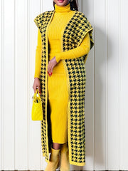 New Arrival Women's Fashionable Versatile Elegant Urban Houndstooth Loose Cardigan Sweater