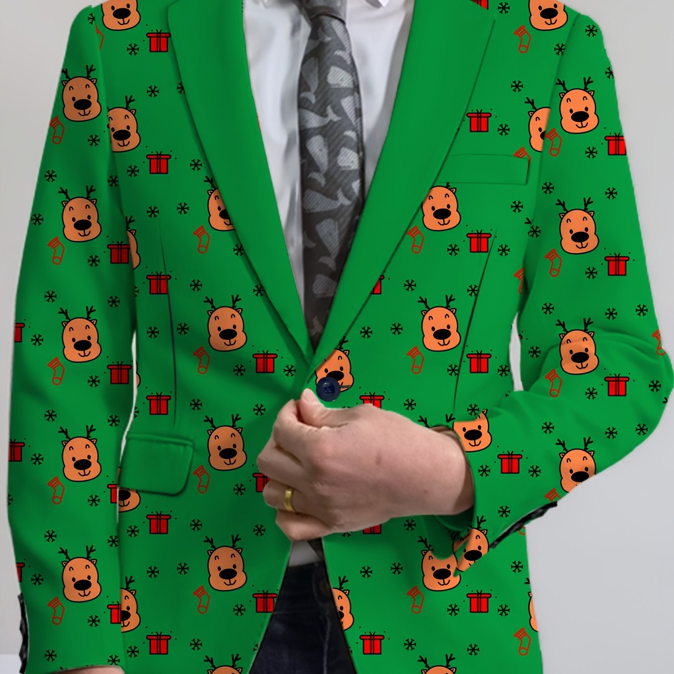 Men's Playful Cartoon Face & Stripes Blazer - Casual Polyester & Elastane, Button-Up with Notch Lapel, Non-Transparent, All-Season, Easy Care Hand or Dry Clean Only, Comfortable Suit|Stylish Suit|Structured Fit SHOWLU FASHION STORE