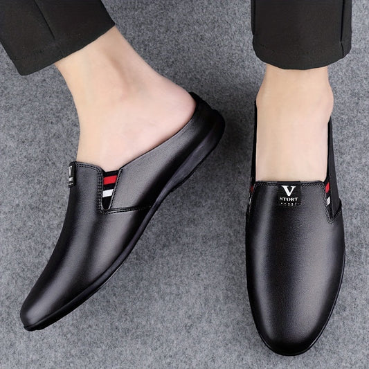 Men's Summer Slip-On Mules - Breathable Split Leather Upper, Non-Slip Rubber Sole, Comfortable PU Inner Lining, Round Toe Design, Casual Style for Casual Attire, Mule Shoes SHOWLU FASHION STORE