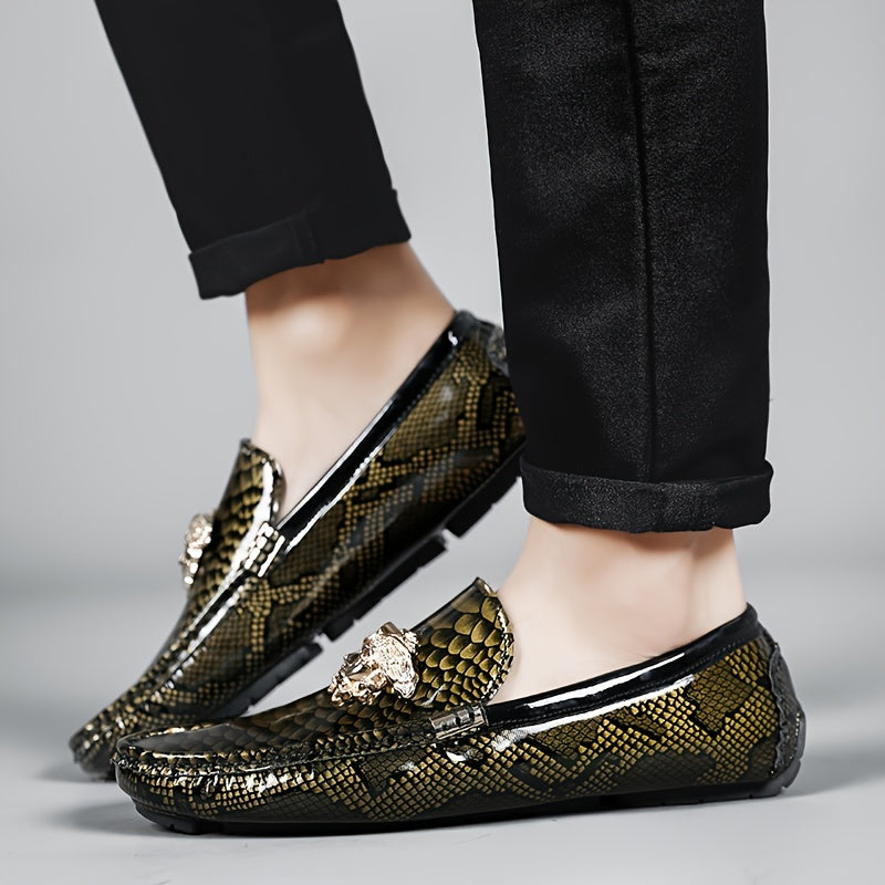 Men'S Fashion Loafers, PU Upper, Inner & Insole, Durable Rubber Sole, Slip-On Design, Low Top, Solid Color with Random Pattern, for Daily Wear SHOWLU FASHION STORE