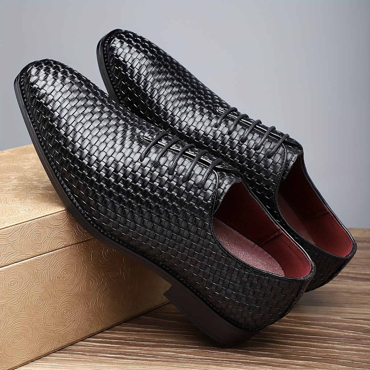 [Non Slip Rubber Sole Shoes] Plus Size Men's Whole-Cut Oxford Shoes, Comfy Non Slip Lace Up Casual Rubber Sole Formal Shoes, Men's Shoes For Banquet, Office, Business Occasion SHOWLU FASHION STORE