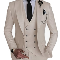 Men Suit 3pcs Slim Fit Business Jacket Vest Pants With Tie Adult Men'S 3pcs Suit Plastic Buttons Men'S Suit One Button Prom Tuxedo Concert Graduation Season Size XS-3XL SHOWLU FASHION STORE