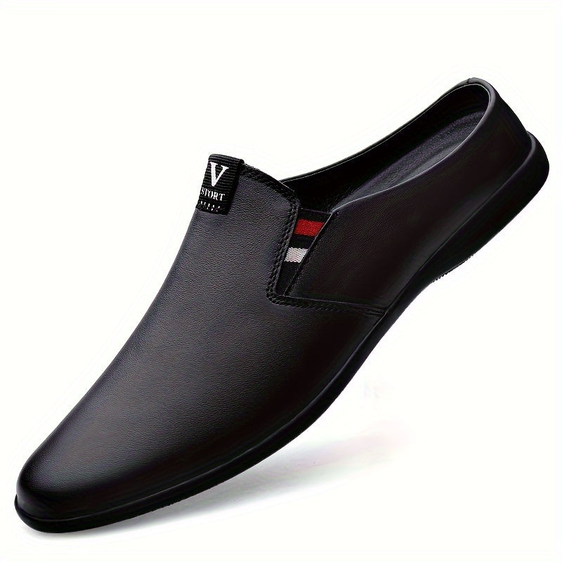 Men's Summer Slip-On Mules - Breathable Split Leather Upper, Non-Slip Rubber Sole, Comfortable PU Inner Lining, Round Toe Design, Casual Style for Casual Attire, Mule Shoes SHOWLU FASHION STORE