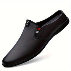 Men's Summer Slip-On Mules - Breathable Split Leather Upper, Non-Slip Rubber Sole, Comfortable PU Inner Lining, Round Toe Design, Casual Style for Casual Attire, Mule Shoes SHOWLU FASHION STORE