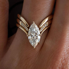 LIN NA 3pcs S925 Simple Ins Style Inlay 6*12mm 2CT Marquise Shaped Moissanite Ring Personality and Fashion SHOWLU FASHION STORE