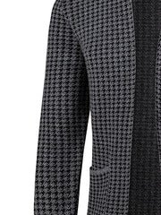 Men'S Chic Urban Knit Cardigan - Slim Fit, Long Sleeve, High-Stretch Fabric with Contrast Trim for Fall/Winter, Business Casual Outerwear