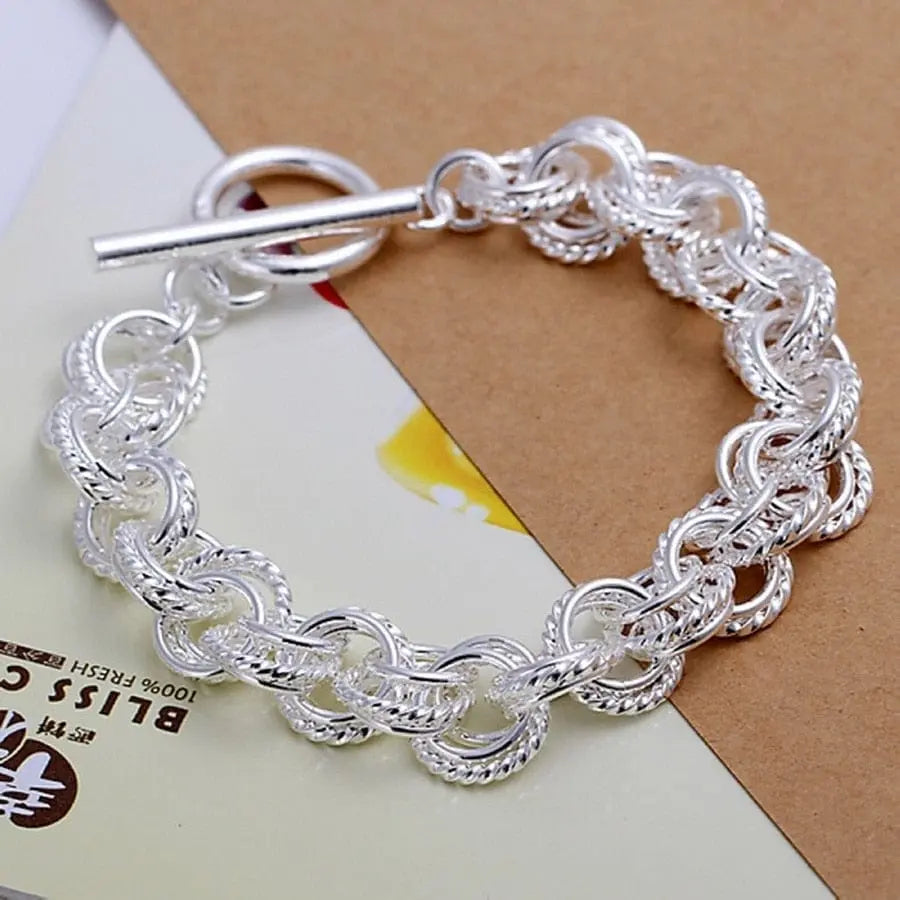 Anel Demosthene General Store 0 H023 8 Inch 18K Gold Bracelet 5MM Sideways Chain Bracelet For Woman Men Fashion Wedding Engagement 925 Sterling Silver Jewelry Gifts