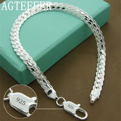 Anel Demosthene General Store 0 H199 1 8 Inch 18K Gold Bracelet 5MM Sideways Chain Bracelet For Woman Men Fashion Wedding Engagement 925 Sterling Silver Jewelry Gifts