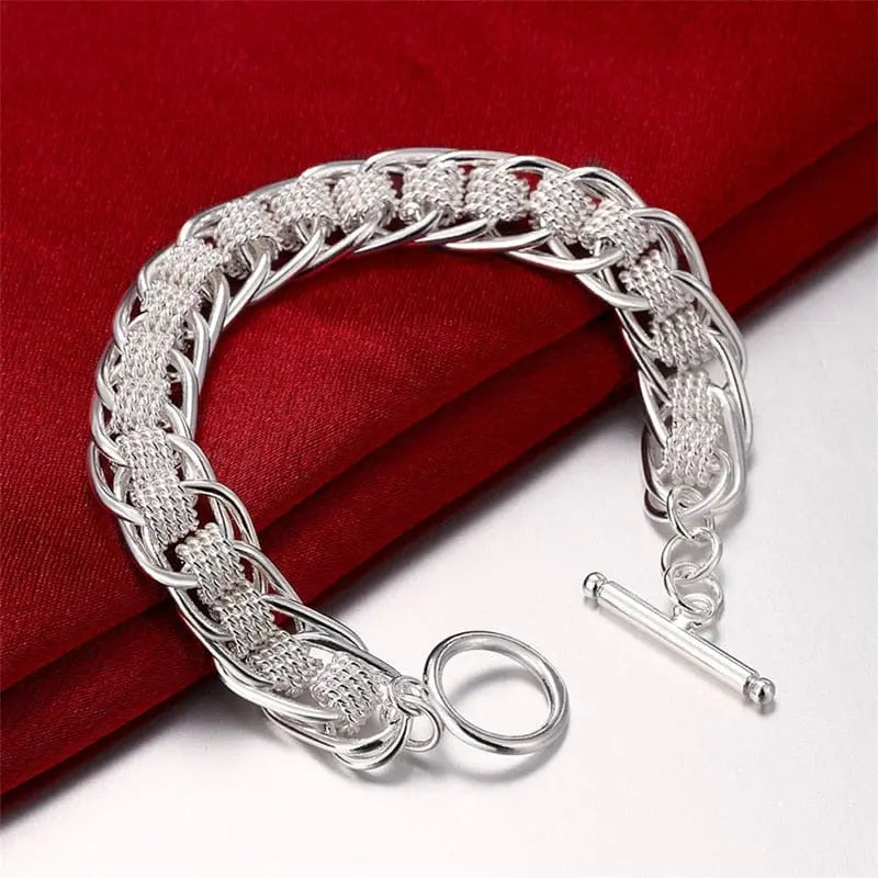 Anel Demosthene General Store 0 8 Inch 18K Gold Bracelet 5MM Sideways Chain Bracelet For Woman Men Fashion Wedding Engagement 925 Sterling Silver Jewelry Gifts