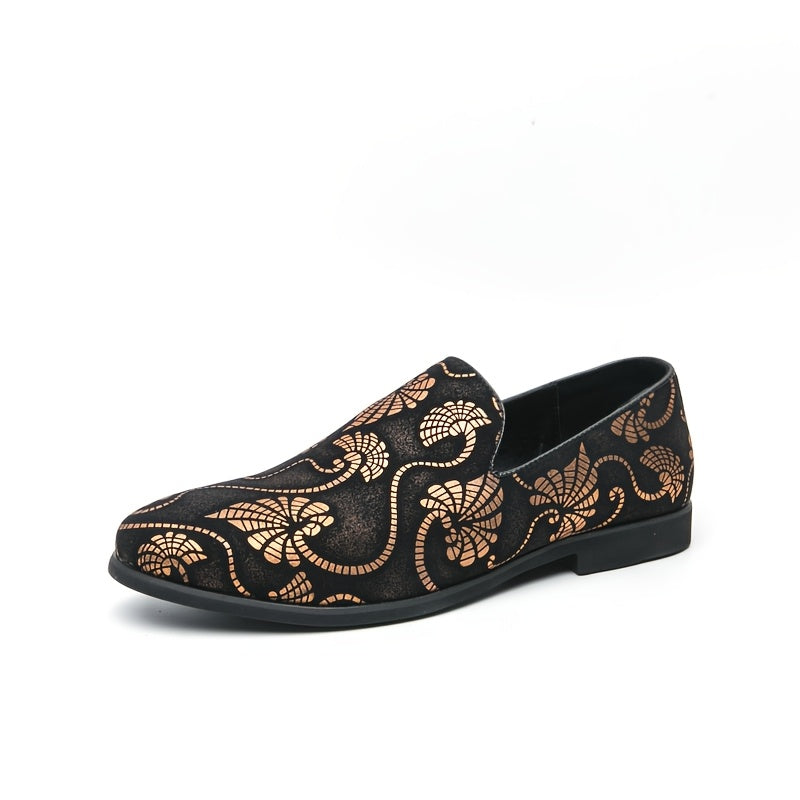 Men'S Business Casual Slip On Shoes, Universal, Upper, Inner, Sole, Rubber Insole, Random Embroidery Pattern SHOWLU FASHION STORE