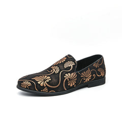 Men'S Business Casual Slip On Shoes, Universal, Upper, Inner, Sole, Rubber Insole, Random Embroidery Pattern SHOWLU FASHION STORE