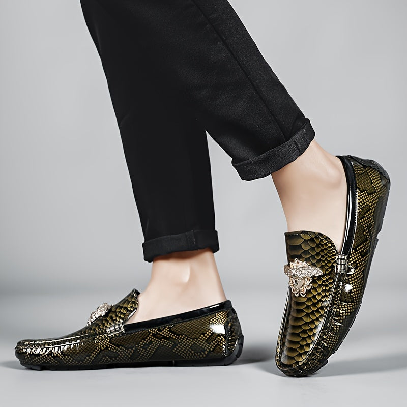 Men'S Fashion Loafers, PU Upper, Inner & Insole, Durable Rubber Sole, Slip-On Design, Low Top, Solid Color with Random Pattern, for Daily Wear SHOWLU FASHION STORE