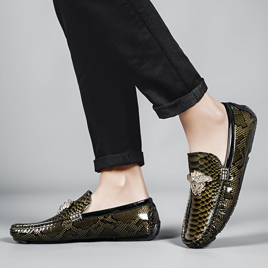 Men'S Fashion Loafers, PU Upper, Inner & Insole, Durable Rubber Sole, Slip-On Design, Low Top, Solid Color with Random Pattern, for Daily Wear SHOWLU FASHION STORE