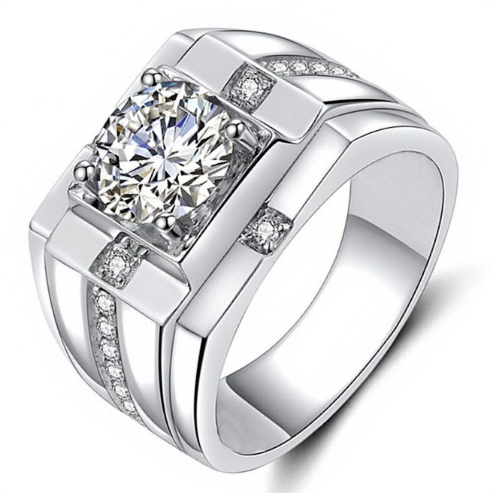 Fashion Front Guard Style Sparkling Synthetic Zirconia Men's Ring Light Luxury Elegant Fashion Party Birthday Gift Jewelry SHOWLU FASHION STORE