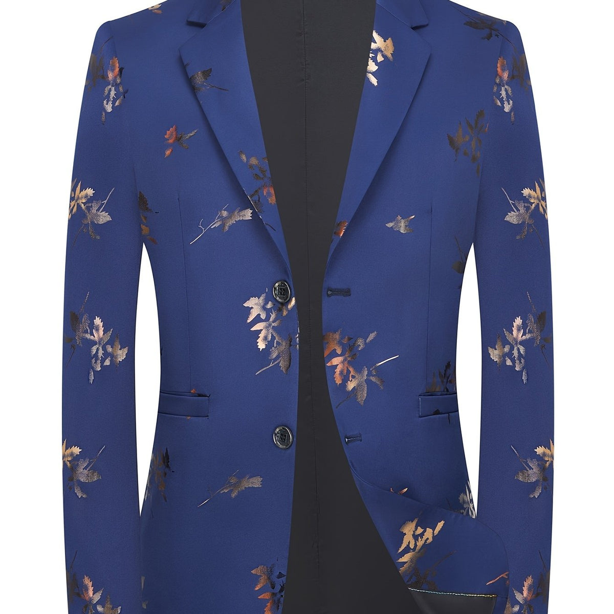 Abstract Gold-Foiled Suit with Maple Leaf Design for Spring And Autumn. SHOWLU FASHION STORE