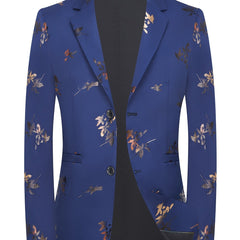 Abstract Gold-Foiled Suit with Maple Leaf Design for Spring And Autumn. SHOWLU FASHION STORE